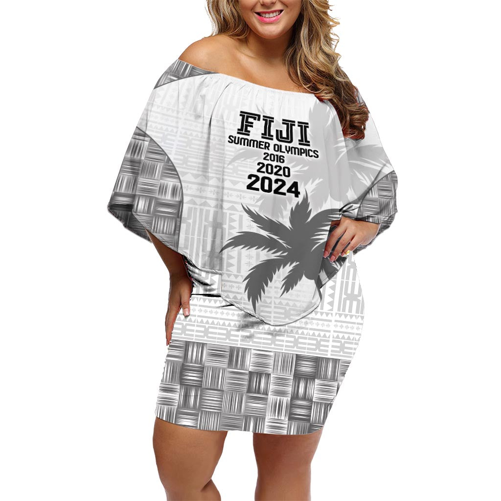 Custom Fiji Rugby Off Shoulder Short Dress History Champions World Cup 7s - White