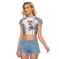 Custom Fiji Rugby Raglan Cropped T Shirt History Champions World Cup 7s - White