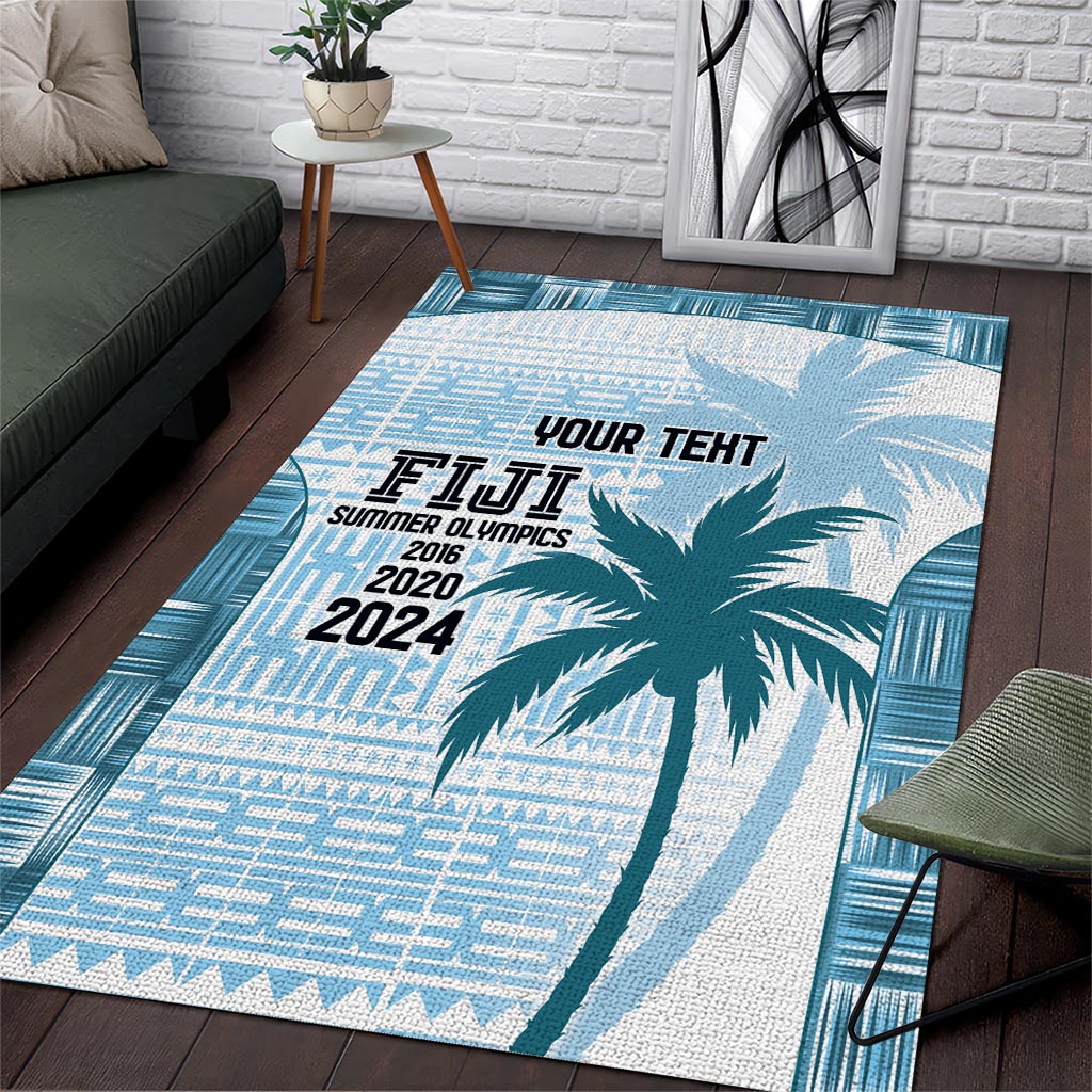 Custom Fiji Rugby Area Rug History Champions World Cup 7s - Bllue