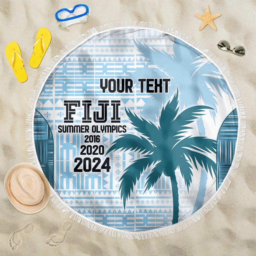 Custom Fiji Rugby Beach Blanket History Champions World Cup 7s - Bllue