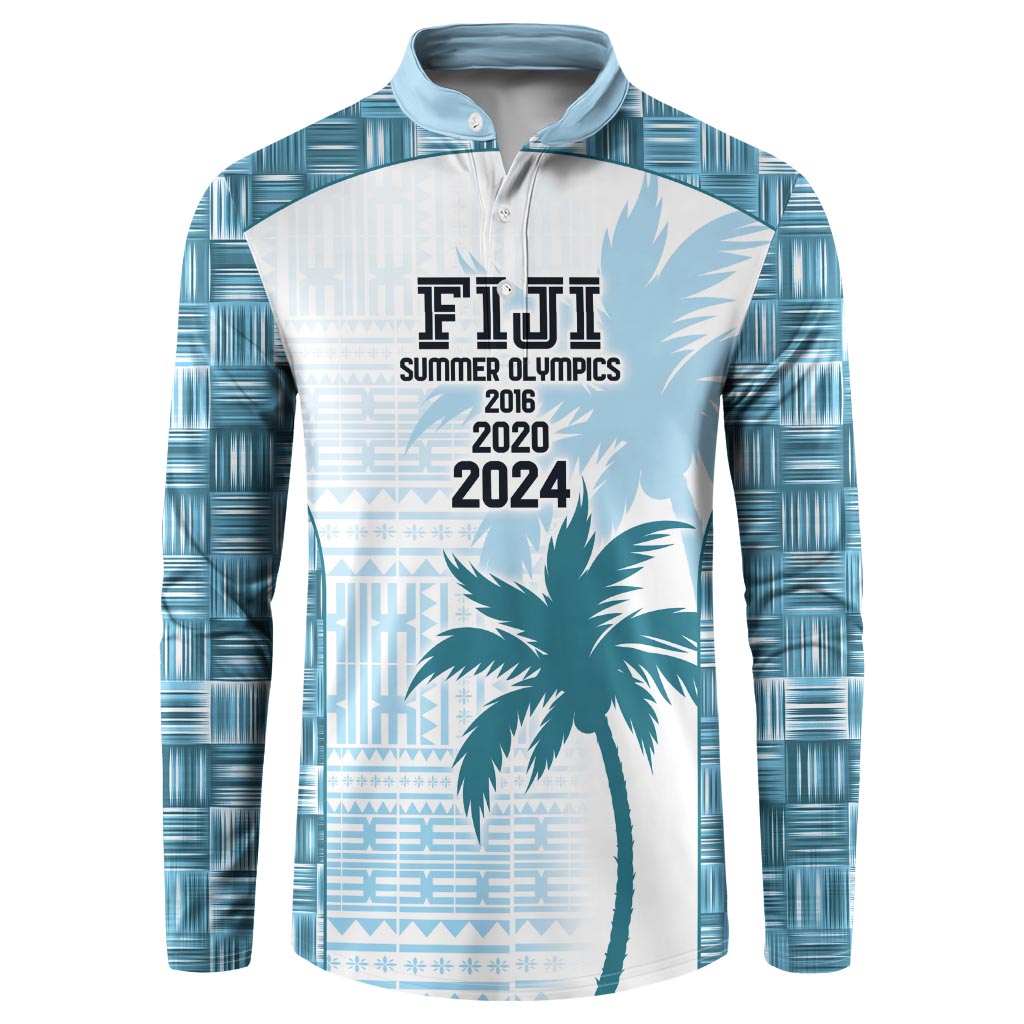 Custom Fiji Rugby Button Sweatshirt History Champions World Cup 7s - Bllue