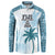 Custom Fiji Rugby Button Sweatshirt History Champions World Cup 7s - Bllue