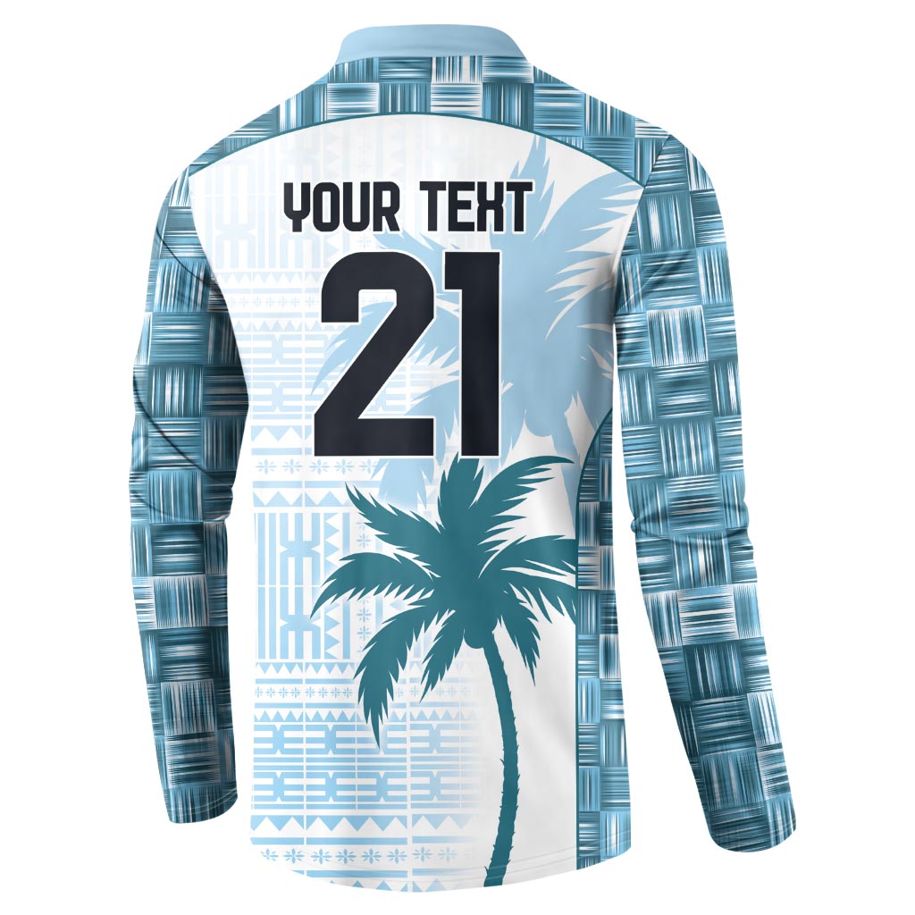 Custom Fiji Rugby Button Sweatshirt History Champions World Cup 7s - Bllue