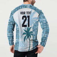 Custom Fiji Rugby Button Sweatshirt History Champions World Cup 7s - Bllue