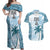 Custom Fiji Rugby Couples Matching Off Shoulder Maxi Dress and Hawaiian Shirt History Champions World Cup 7s - Bllue