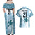 Custom Fiji Rugby Couples Matching Off Shoulder Maxi Dress and Hawaiian Shirt History Champions World Cup 7s - Bllue