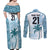 Custom Fiji Rugby Couples Matching Off Shoulder Maxi Dress and Long Sleeve Button Shirt History Champions World Cup 7s - Bllue