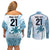 Custom Fiji Rugby Couples Matching Off Shoulder Short Dress and Long Sleeve Button Shirt History Champions World Cup 7s - Bllue