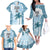 Custom Fiji Rugby Family Matching Off The Shoulder Long Sleeve Dress and Hawaiian Shirt History Champions World Cup 7s - Bllue