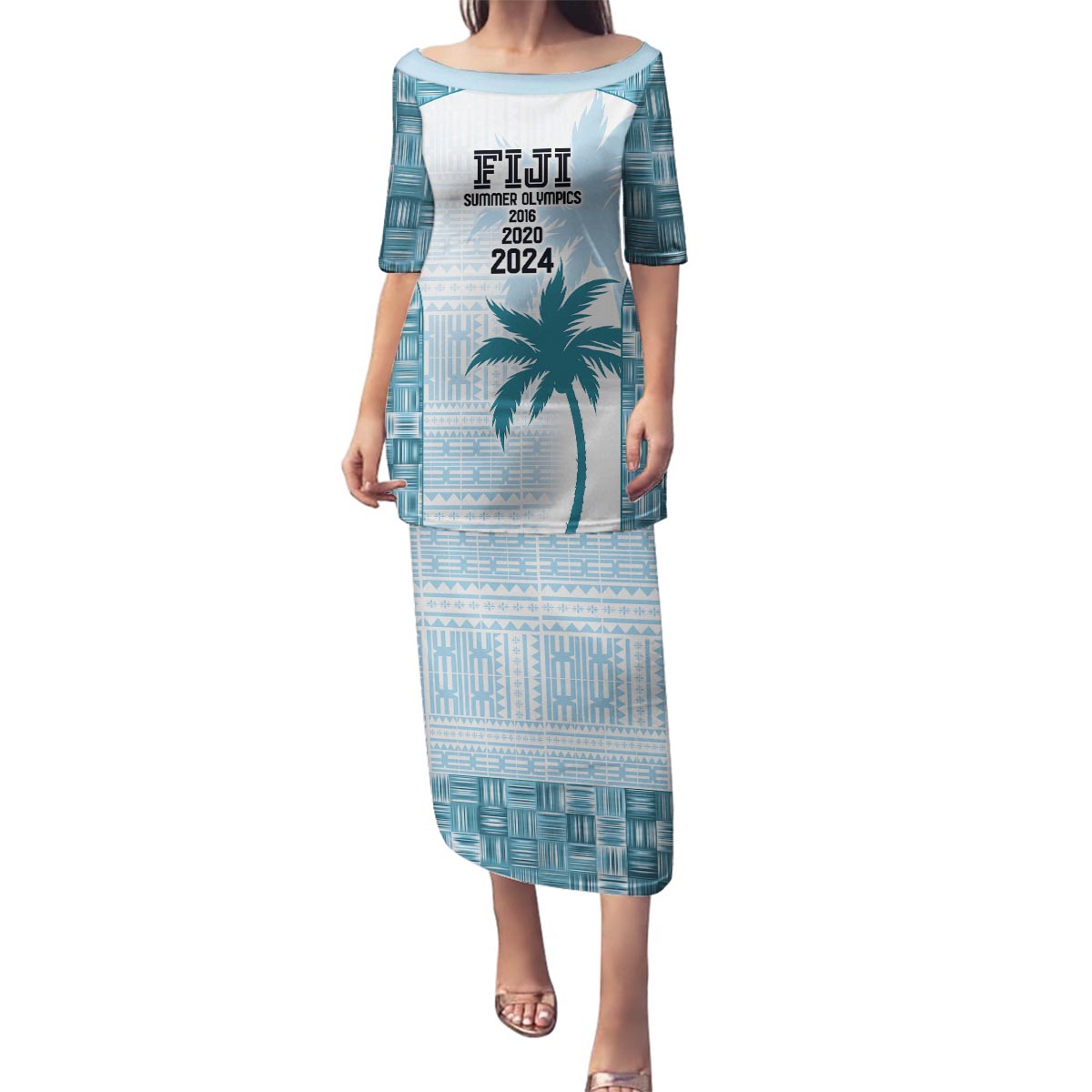 Custom Fiji Rugby Family Matching Puletasi and Hawaiian Shirt History Champions World Cup 7s - Bllue