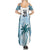 Custom Fiji Rugby Family Matching Summer Maxi Dress and Hawaiian Shirt History Champions World Cup 7s - Bllue