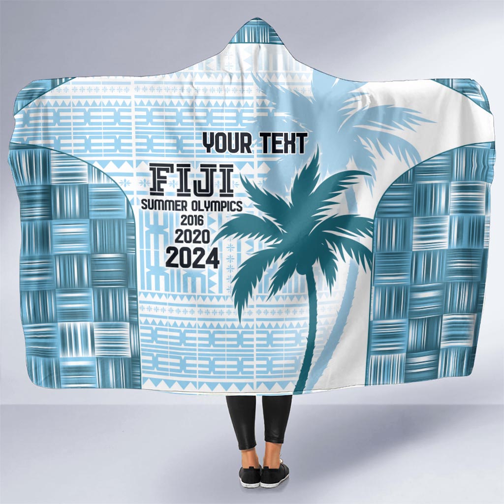 Custom Fiji Rugby Hooded Blanket History Champions World Cup 7s - Bllue
