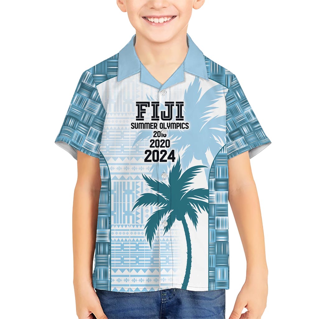 Custom Fiji Rugby Kid Hawaiian Shirt History Champions World Cup 7s - Bllue
