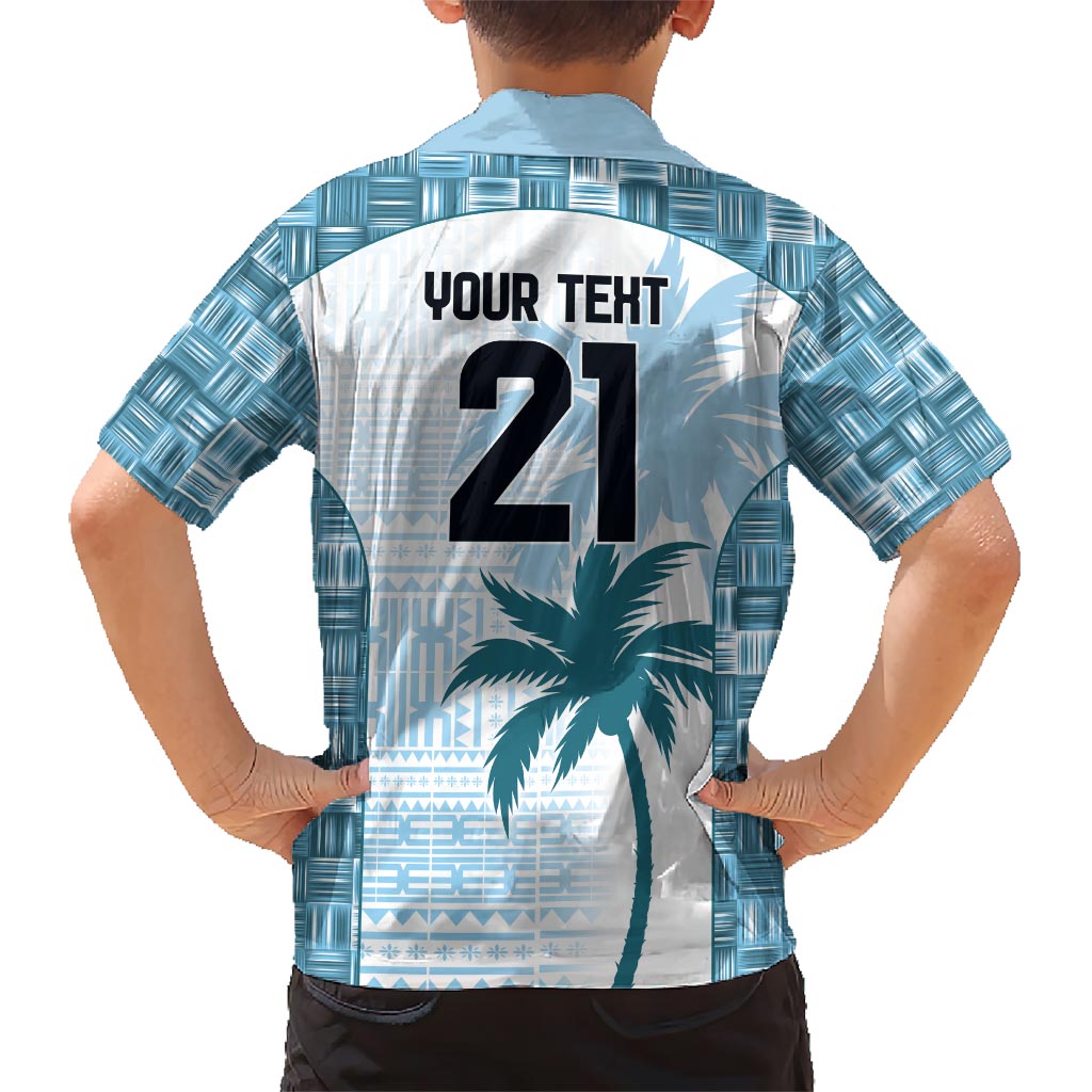 Custom Fiji Rugby Kid Hawaiian Shirt History Champions World Cup 7s - Bllue