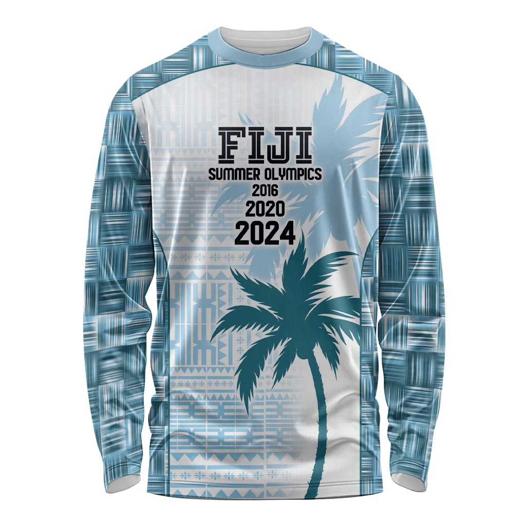 Custom Fiji Rugby Long Sleeve Shirt History Champions World Cup 7s - Bllue