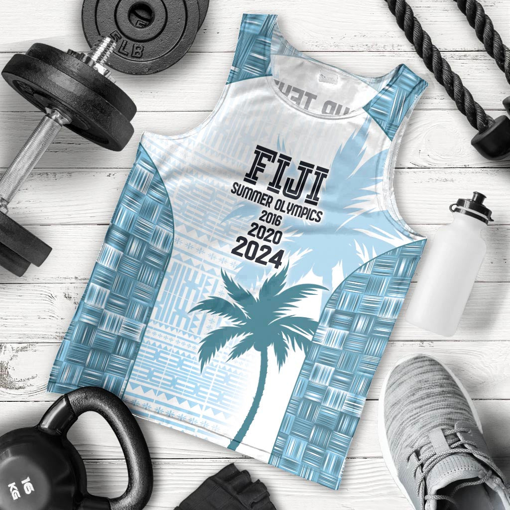 Custom Fiji Rugby Men Tank Top History Champions World Cup 7s - Bllue