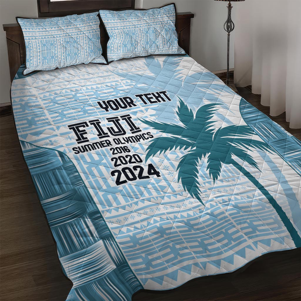 Custom Fiji Rugby Quilt Bed Set History Champions World Cup 7s - Bllue