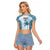 Custom Fiji Rugby Raglan Cropped T Shirt History Champions World Cup 7s - Bllue