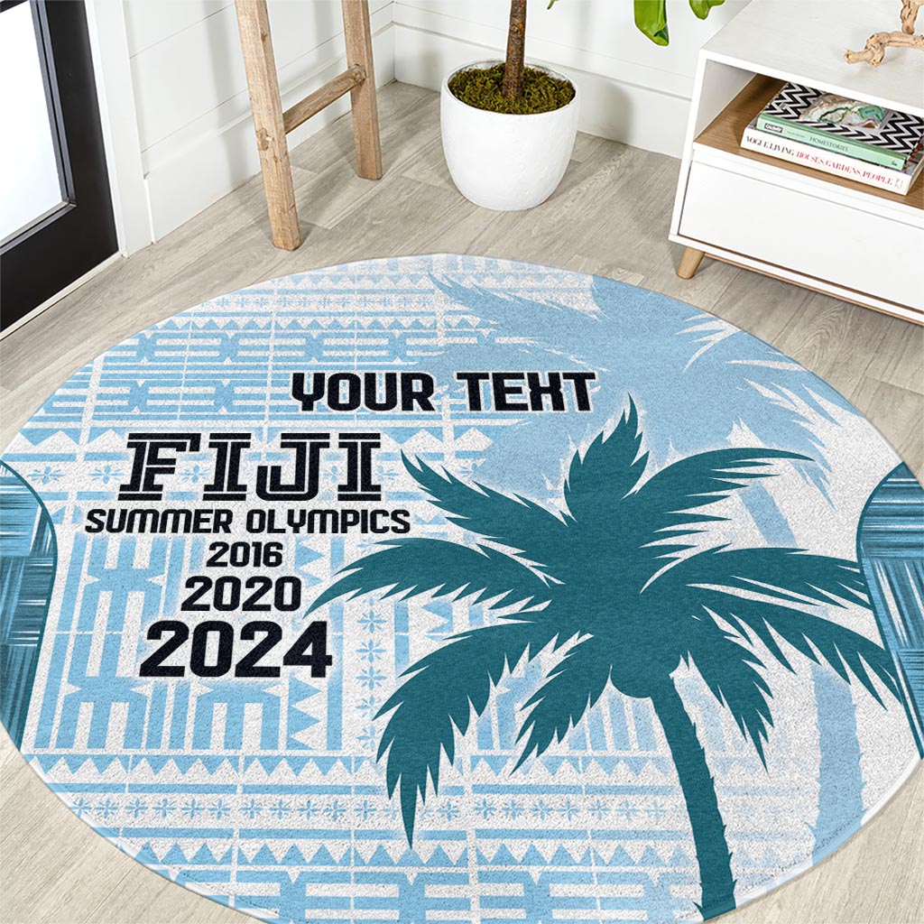 Custom Fiji Rugby Round Carpet History Champions World Cup 7s - Bllue