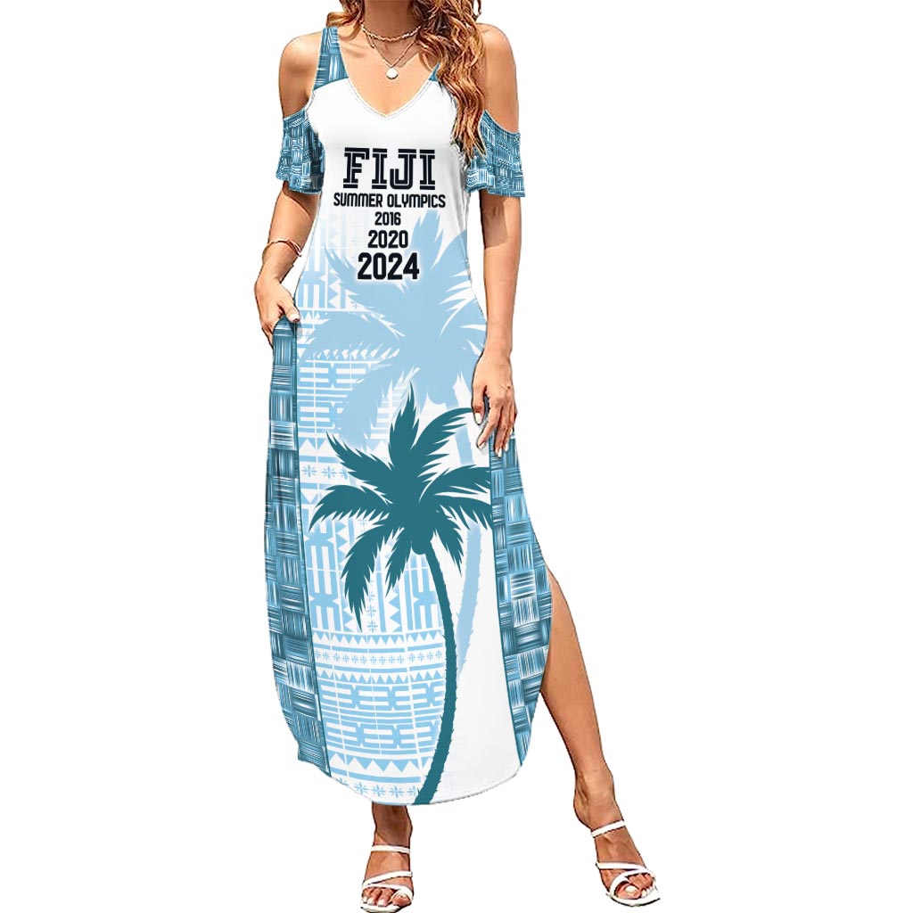 Custom Fiji Rugby Summer Maxi Dress History Champions World Cup 7s - Bllue