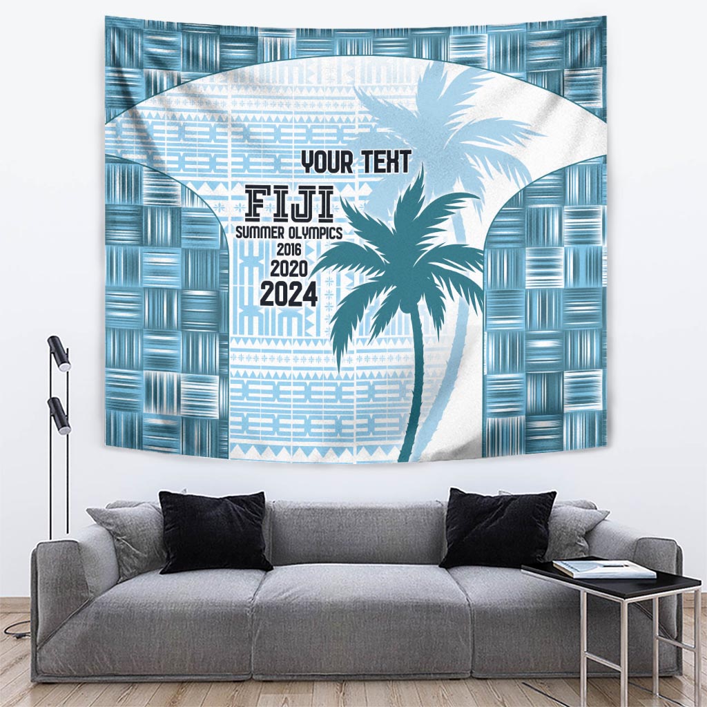 Custom Fiji Rugby Tapestry History Champions World Cup 7s - Bllue