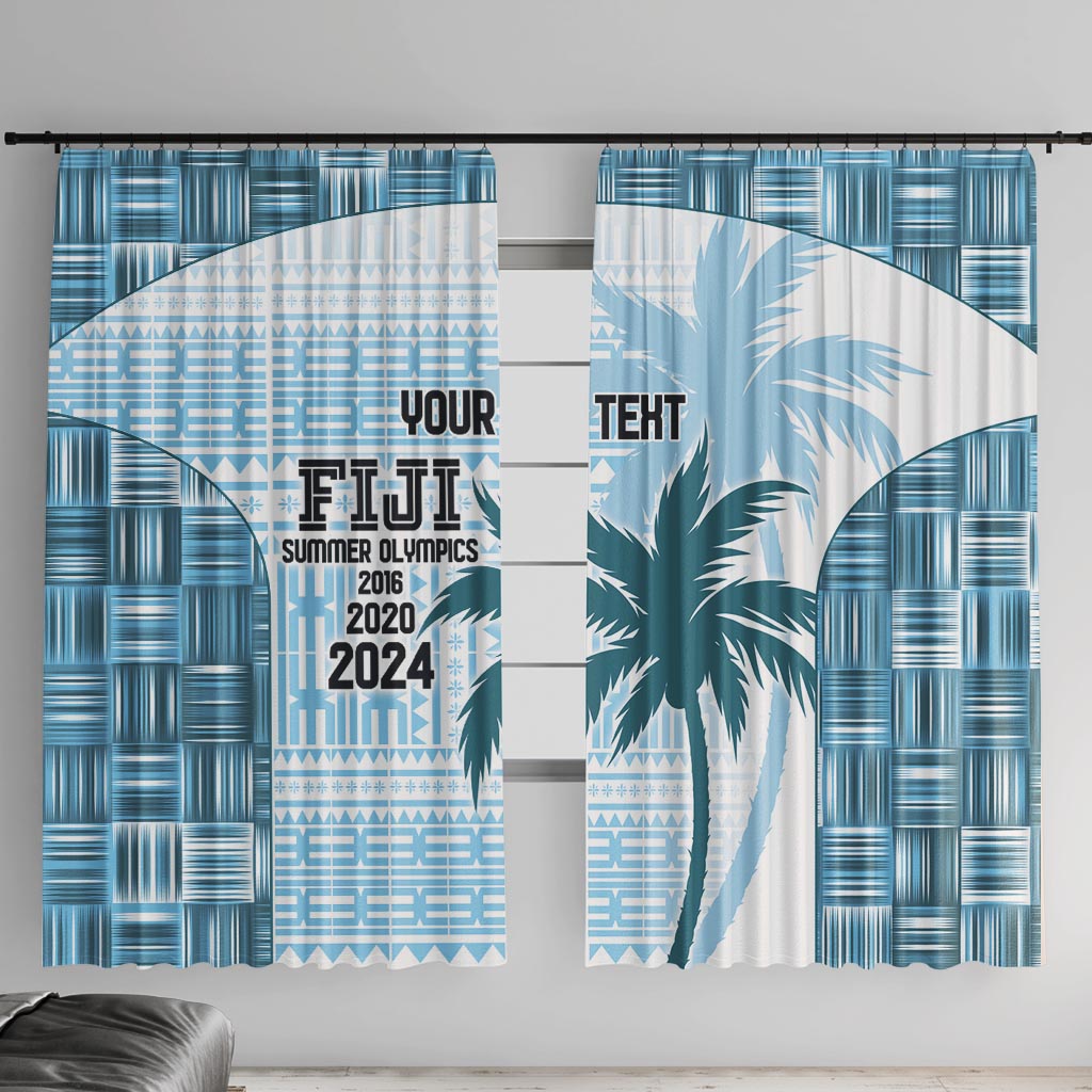 Custom Fiji Rugby Window Curtain History Champions World Cup 7s - Bllue