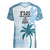 Custom Fiji Rugby Women V-Neck T-Shirt History Champions World Cup 7s - Bllue