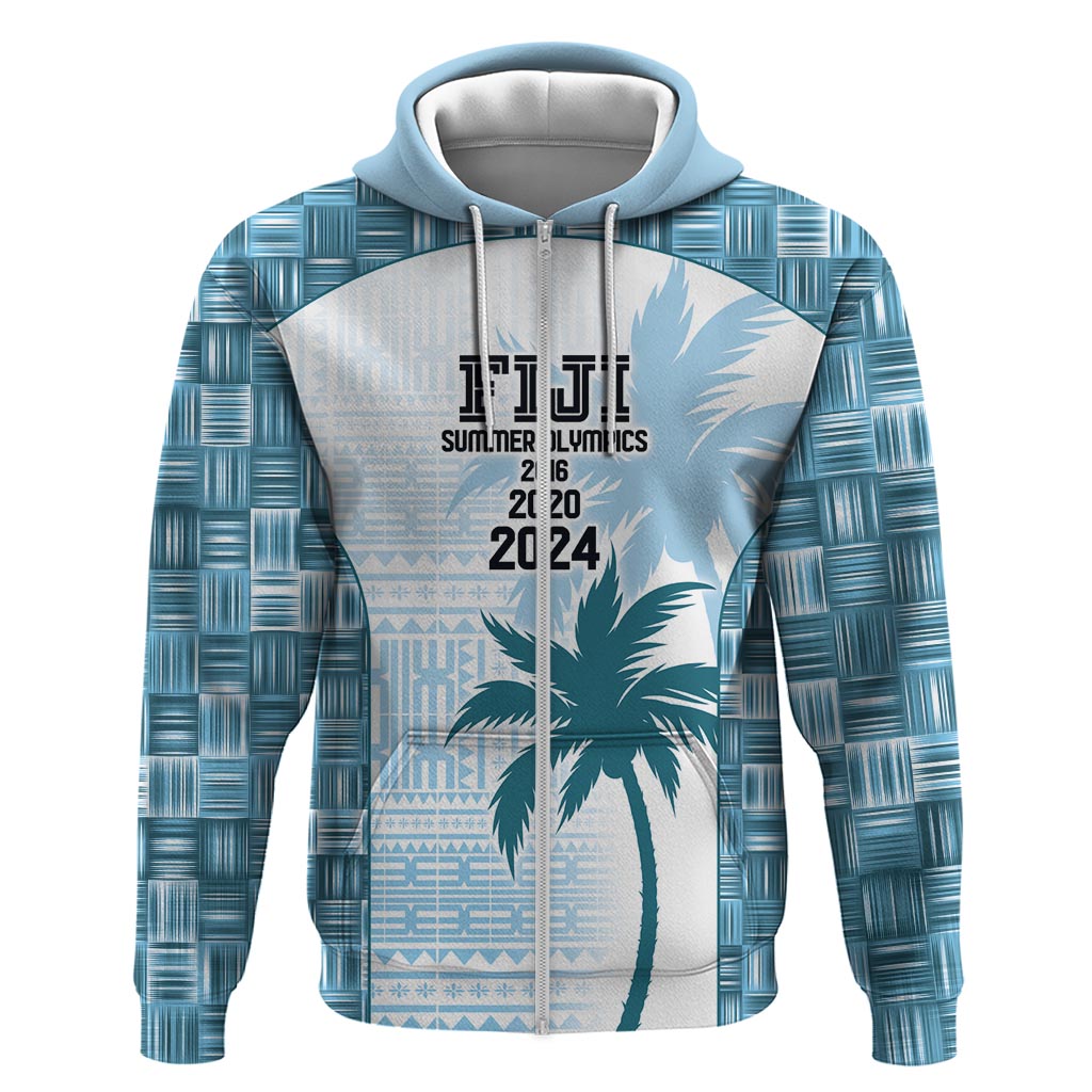 Custom Fiji Rugby Zip Hoodie History Champions World Cup 7s - Bllue