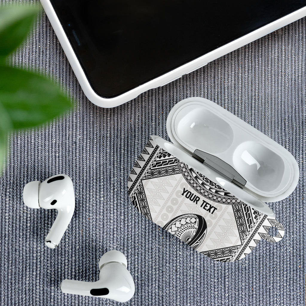 Custom Rugby Fiji National Heritage AirPods Case White Traditional Masi Inspired