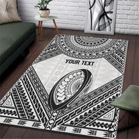 Custom Rugby Fiji National Heritage Area Rug White Traditional Masi Inspired