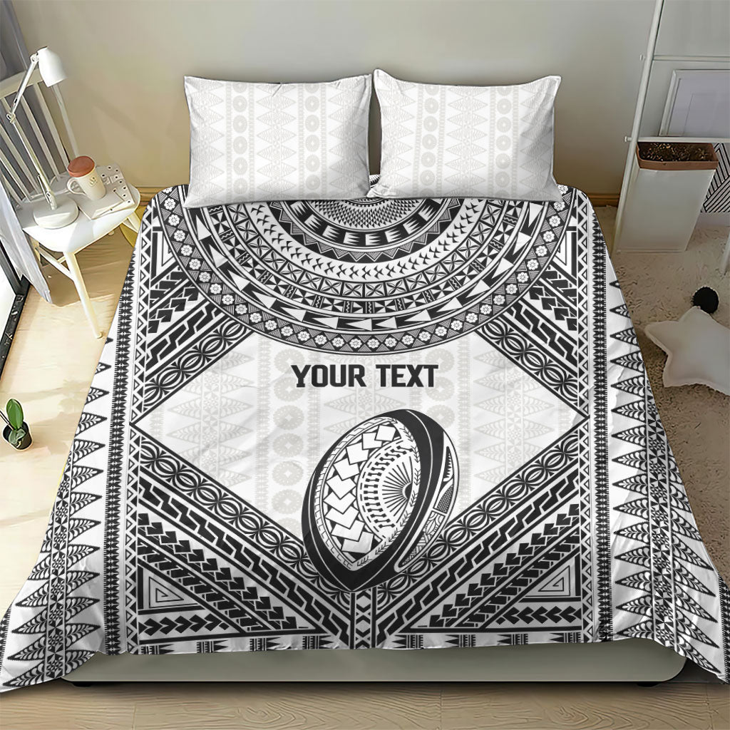 Custom Rugby Fiji National Heritage Bedding Set White Traditional Masi Inspired