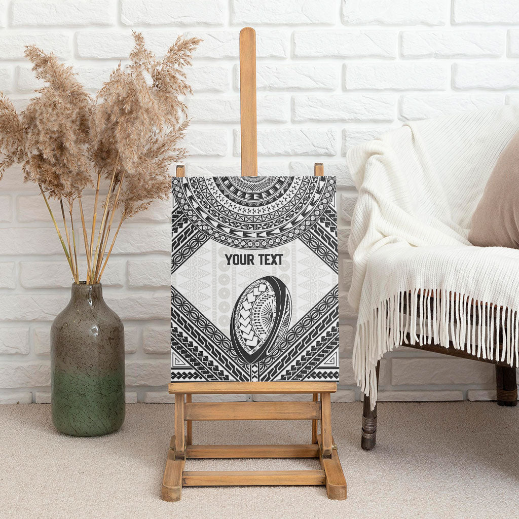 Custom Rugby Fiji National Heritage Canvas Wall Art White Traditional Masi Inspired