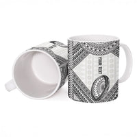 Custom Rugby Fiji National Heritage Ceramic Mug White Traditional Masi Inspired