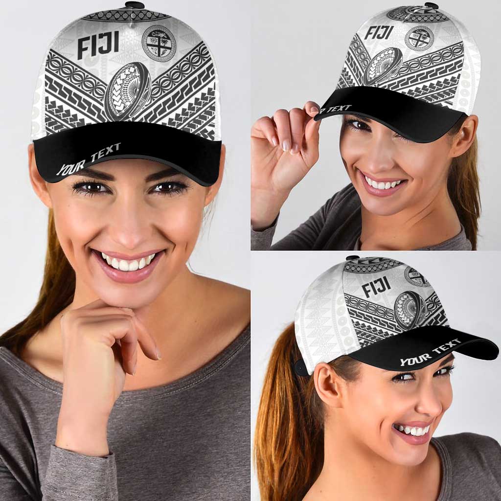 Personalised Rugby Fiji National Heritage Classic Cap White Traditional Masi Inspired