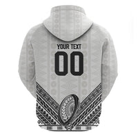 Custom Rugby Fiji National Heritage Hoodie White Traditional Masi Inspired