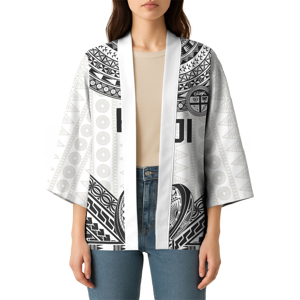 Custom Rugby Fiji National Heritage Kimono White Traditional Masi Inspired