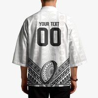Custom Rugby Fiji National Heritage Kimono White Traditional Masi Inspired