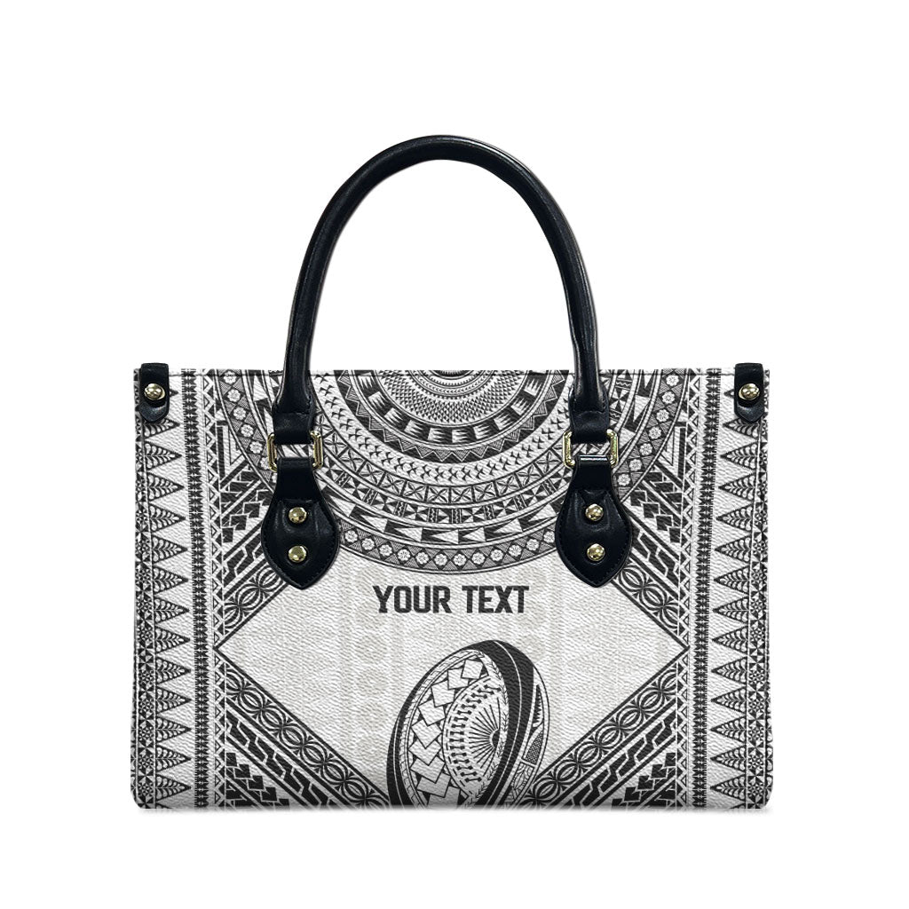 Custom Rugby Fiji National Heritage Leather Bag White Traditional Masi Inspired