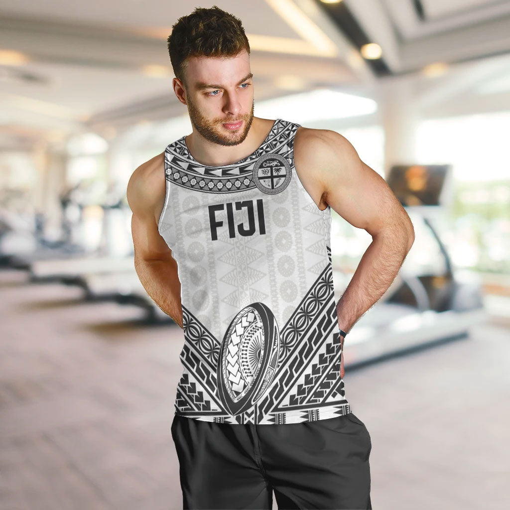 Custom Rugby Fiji National Heritage Men Tank Top White Traditional Masi Inspired