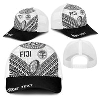 Personalised Rugby Fiji National Heritage Mesh Trucker Cap White Traditional Masi Inspired