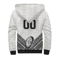 Custom Rugby Fiji National Heritage Sherpa Hoodie White Traditional Masi Inspired