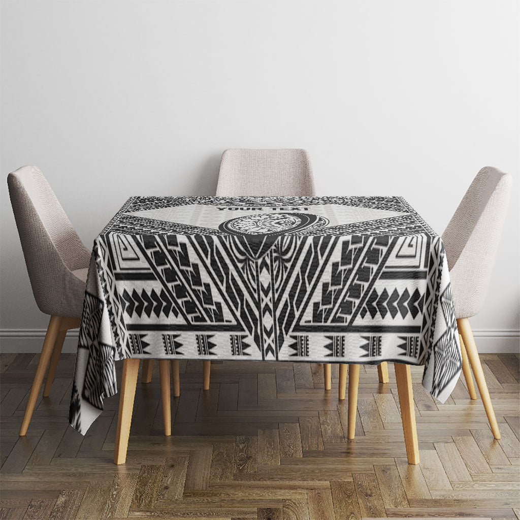 Custom Rugby Fiji National Heritage Tablecloth White Traditional Masi Inspired