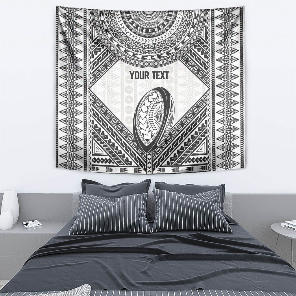 Custom Rugby Fiji National Heritage Tapestry White Traditional Masi Inspired