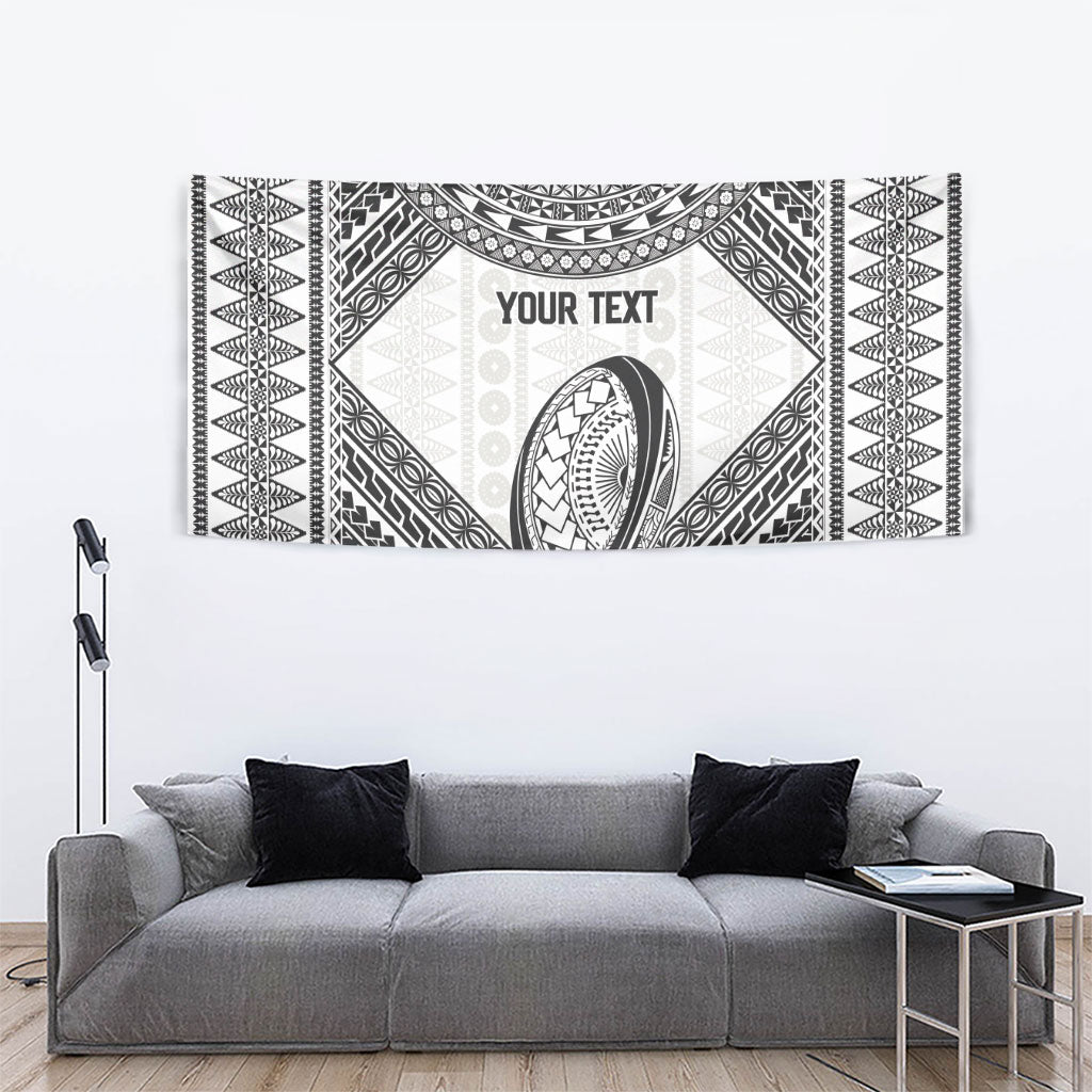 Custom Rugby Fiji National Heritage Tapestry White Traditional Masi Inspired