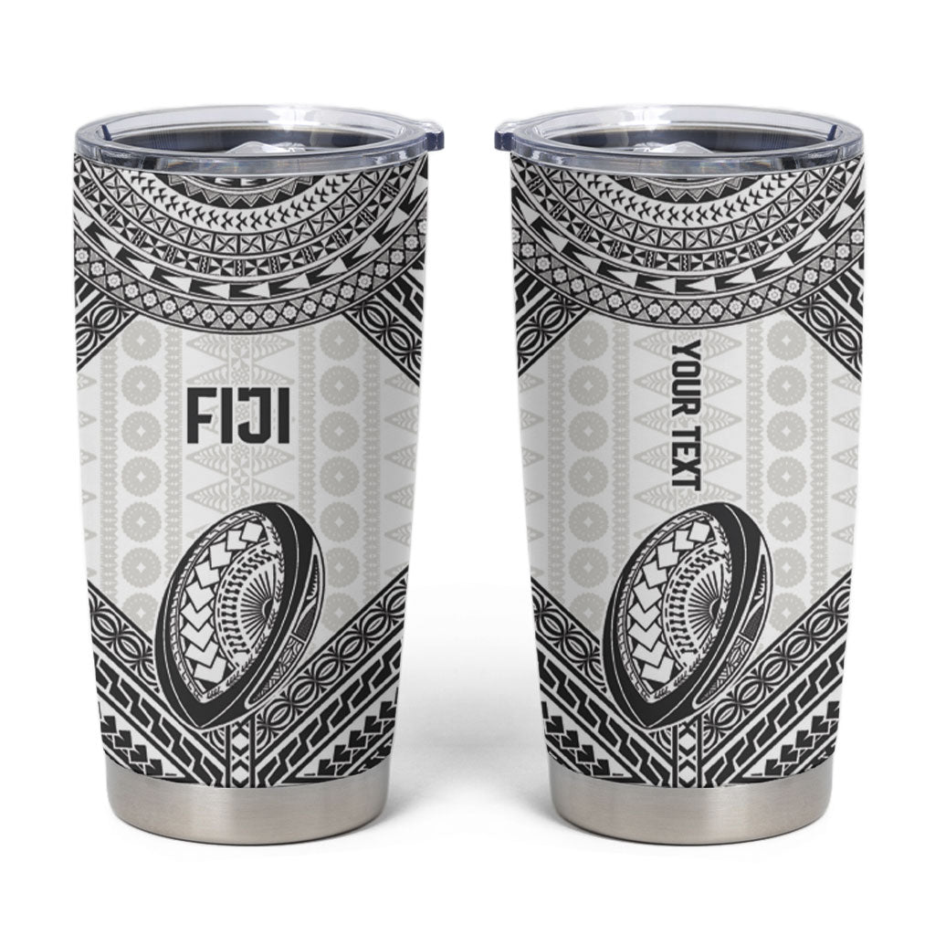 Custom Rugby Fiji National Heritage Tumbler Cup White Traditional Masi Inspired LT9 White - Polynesian Pride