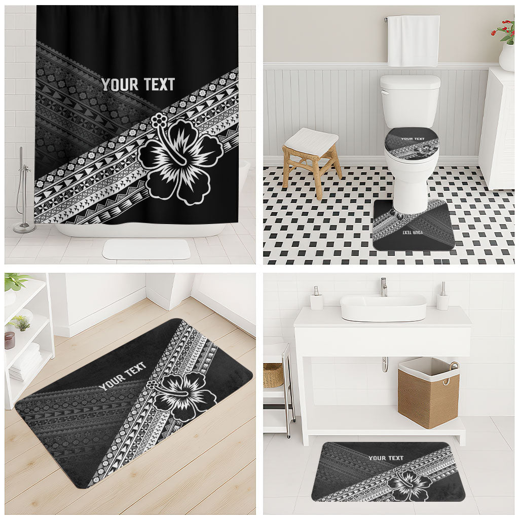 Custom Rugby Fiji Bathroom Set Black Traditional Masi Inspired