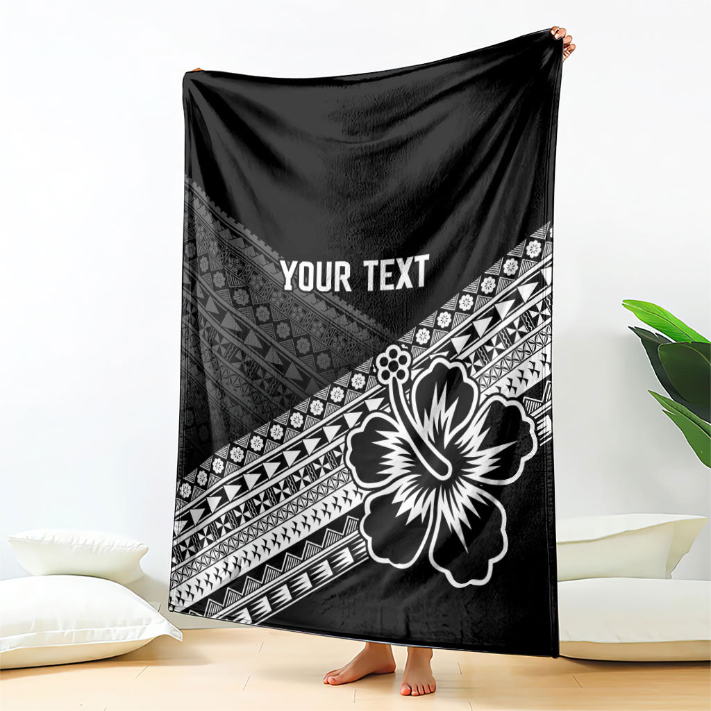 Custom Rugby Fiji Blanket Black Traditional Masi Inspired
