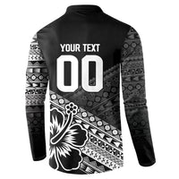 Custom Rugby Fiji Button Sweatshirt Black Traditional Masi Inspired