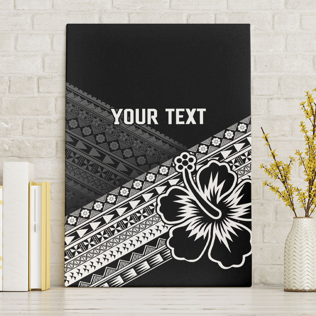 Custom Rugby Fiji Canvas Wall Art Black Traditional Masi Inspired LT9 Without Frame Black - Polynesian Pride