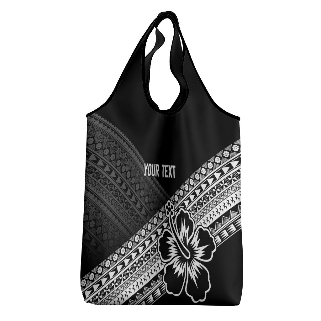 Custom Rugby Fiji Grocery Bag Black Traditional Masi Inspired